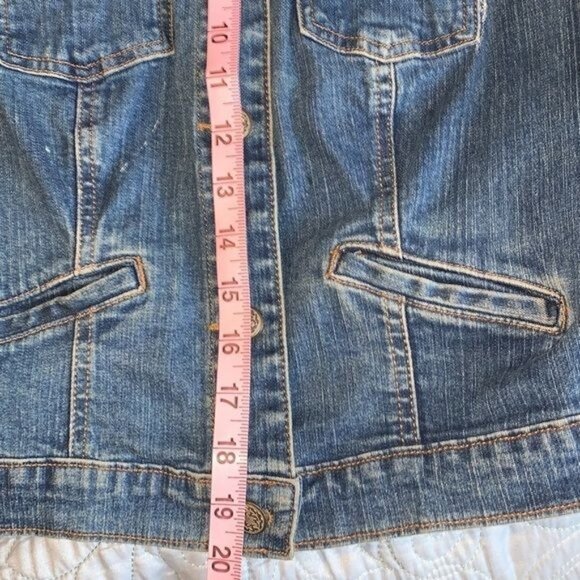 Womens Jalate Denim Cropped Jacket Medium Blue With Button Front & Pockets - Picture 7 of 7